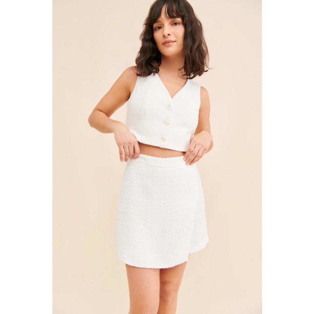 Anthropologie x Lilly Pulitzer - Women's White Tweed Mini Skort, Size 10